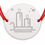 Brățară argint 925 cu bănuț două lumânări aprinse, șnur reglabil — cadou de Crăciun B-E1012