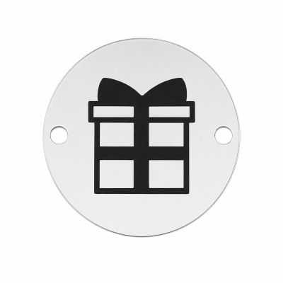 Bănuț argint 925 gravat cutie cadou cu fundă, Ø 16,5 mm — de Crăciun E0975