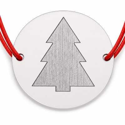 Brățară argint 925 cu bănuț brad de Crăciun minimalist, șnur reglabil — cadou de Crăciun B-E0974