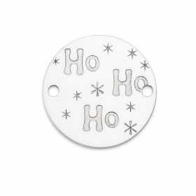 Bănuț argint 925 gravat mesaj Ho Ho Ho și steluțe, Ø 16,5 mm — de Crăciun E1022