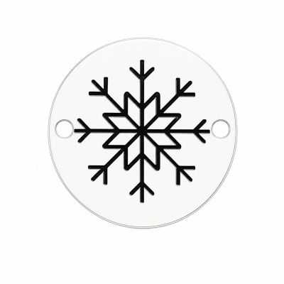 Bănuț argint 925 gravat fulg de nea geometric, Ø 16,5 mm — de Crăciun E1020