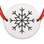 Brățară argint 925 cu bănuț fulg de nea geometric, șnur reglabil — cadou de Crăciun B-E1020