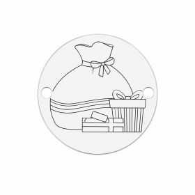 Bănuț argint 925 gravat sac cu daruri și cadouri, Ø 16,5 mm — de Crăciun E1011