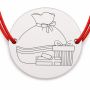 Brățară argint 925 cu bănuț sac cu daruri și cadouri, șnur reglabil — cadou de Crăciun B-E1011