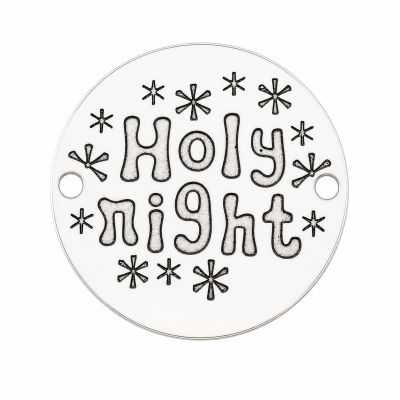 Bănuț argint 925 gravat mesaj Holy night și fulgi de nea, Ø 16,5 mm — de Crăciun E1013