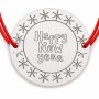Brățară argint 925 cu bănuț mesaj Happy New year și fulgi, șnur reglabil — cadou de Anul Nou B-E0986