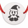 Brățară argint 925 cu bănuț pinguin cu căciulă de Moș Crăciun, șnur reglabil — cadou de Crăciun B-E1871