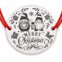 Brățară argint 925 cu bănuț doi gnomi și mesaj Merry Christmas, șnur reglabil — cadou de Crăciun B-E1894