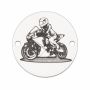 Bănuț motociclistă din argint 925, gravură motociclism 16.5mm E1038