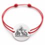 Brățară argint 925 cu bănuț motociclistă, șnur reglabil — cadou moto B-E1038