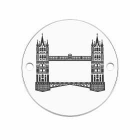 Bănuț gravat Tower Bridge Londra din argint 925, gravură laser 16.5mm E2015