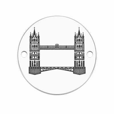 Bănuț gravat Tower Bridge Londra din argint 925, gravură laser 16.5mm E2015