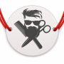 Brățară argint 925 cu bănuț barber, șnur reglabil — cadou frizer B-E1460