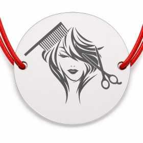 Brățară argint 925 cu bănuț hairstyle, șnur reglabil — cadou coafeză B-E1475
