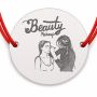 Brățară argint 925 cu bănuț Beauty Makeup, șnur reglabil — cadou makeup artist B-E1474