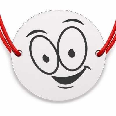 Brățară argint 925 cu bănuț emoji, șnur reglabil — cadou simbolic B-E1044