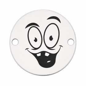 Charm emoji zurliu vesel din argint 925, gravură laser 16.5mm E1062