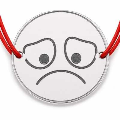 Brățară argint 925 cu bănuț emoji, șnur reglabil — cadou simbolic B-E1064