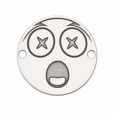 Charm emoji șocat din argint 925, gravură laser 16.5mm E1050