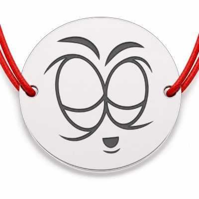 Brățară argint 925 cu bănuț emoji, șnur reglabil — cadou simbolic B-E1063