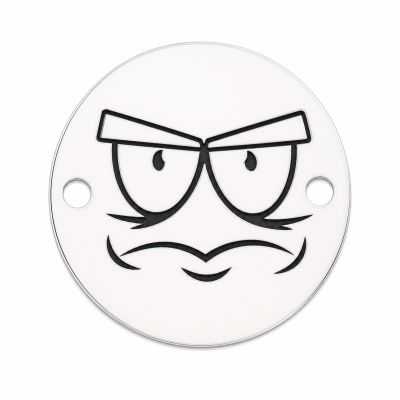 Charm emoji morocănos din argint 925, gravură laser 16.5mm E1056