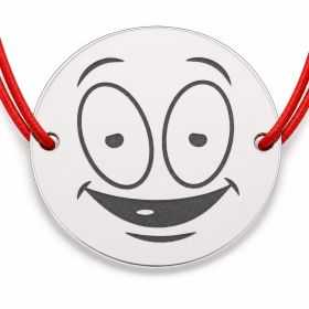 Brățară argint 925 cu bănuț emoji, șnur reglabil — cadou simbolic B-E1042