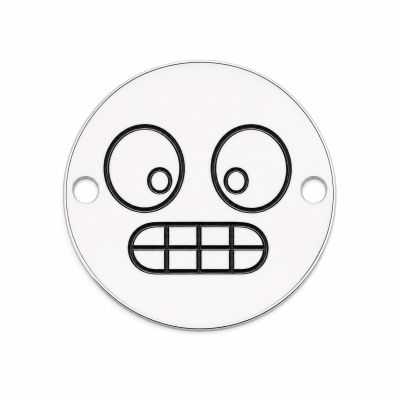 Charm emoji înfrigurat din argint 925, gravură laser 16.5mm E1053