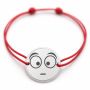 Brățară argint 925 cu bănuț emoji, șnur reglabil — cadou simbolic B-E1065