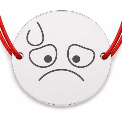 Brățară argint 925 cu bănuț emoji, șnur reglabil — cadou simbolic B-E1040