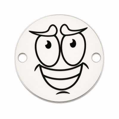 Bănuț argint 925 emoji încrezător, gravură laser 16.5mm E1072
