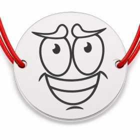 Brățară argint 925 cu bănuț emoji, șnur reglabil — cadou simbolic B-E1072