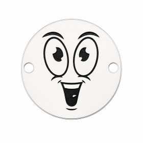 Charm emoji entuziasmat din argint 925, gravură laser 16.5mm E1069