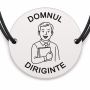Brățară argint 925 cu bănuț gravat domnul diriginte cu catalogul, șnur negru reglabil — R0306