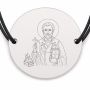 Brățară argint 925 cu bănuț Sfântul Ciprian, șnur negru reglabil — R0317
