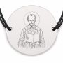 Brățară argint 925 cu bănuț Sfântul Ioan Gură de Aur, șnur negru reglabil — R0328
