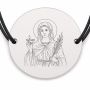 Brățară argint 925 cu bănuț Sfânta Muceniță Lucia, șnur negru reglabil — R0334
