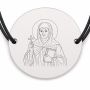 Brățară argint 925 cu bănuț Sfânta Cuvioasă Domnica, șnur negru reglabil — R0336