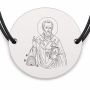 Brățară argint 925 cu bănuț Sfântul Ierarh Ambrozie, șnur negru reglabil — R0342