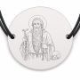 Brățară argint 925 cu bănuț Sfântul Macarie cel Mare, șnur negru reglabil — R0344