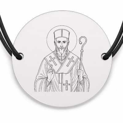 Brățară argint 925 cu bănuț Sfântul Ghelasie de la Râmeț, șnur negru reglabil — R0350