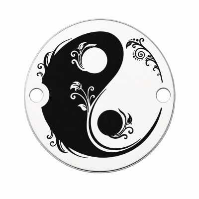 Charm Yin Yang din argint 925, bănuț rotund 16.5 mm E0625
