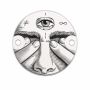Element brățară surrealist Eyes Wide Shut din argint 925, tăbliță rotundă gravată al treilea ochi 16.5 mm E1313