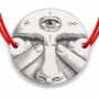 Brățară argint 925 cu bănuț chip suprarealist cu al treilea ochi, șnur reglabil — cadou simbolic B-E1313