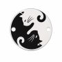 Bănuț pisici Yin și Yang din argint 925, gravat 16.5 mm E0023