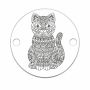 Element brățară bănuț pisică mandala din argint 925, gravat laser 16.5 mm E0621