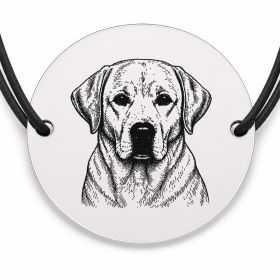 Brățară argint 925 cu bănuț gravat portret de Labrador Retriever, șnur negru reglabil — R0359