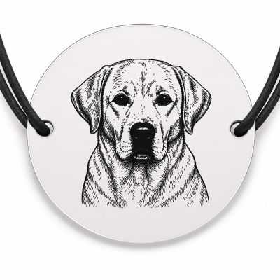Brățară argint 925 cu bănuț gravat portret de Labrador Retriever, șnur negru reglabil — R0359