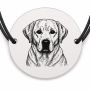 Brățară argint 925 cu bănuț gravat portret de Labrador Retriever, șnur negru reglabil — R0359
