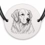 Brățară argint 925 cu bănuț gravat portret de Golden Retriever, șnur negru reglabil — R0360