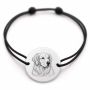 Brățară argint 925 cu bănuț gravat portret de Golden Retriever, șnur negru reglabil — R0360